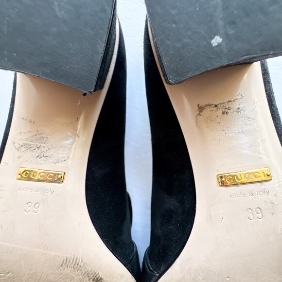 Gucci GG Marmont Fringe Block Heel Pumps Black Suede 39 - Picture 13 of 13